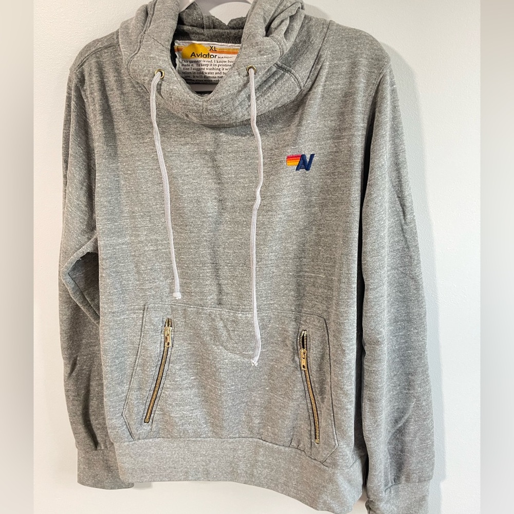 Aviator Nation Ninja Pullover Hoodie in Heather Grey XL